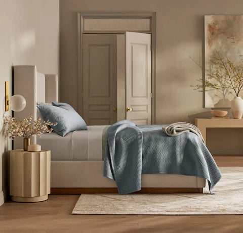 Signature Textured Stitch Quilted Sham Bluestone