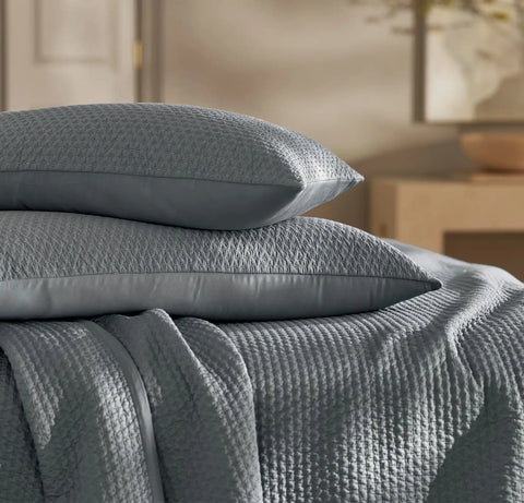 Signature Textured Stitch Quilted Sham Bluestone