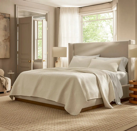 Signature Textured Stitch Quilted Sham Cream