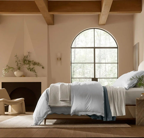 Signature Embellished Duvet Set Sky/Shore Curved Edge