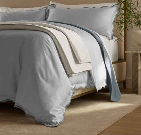 Signature Embellished Duvet Set Sky/Shore Curved Edge