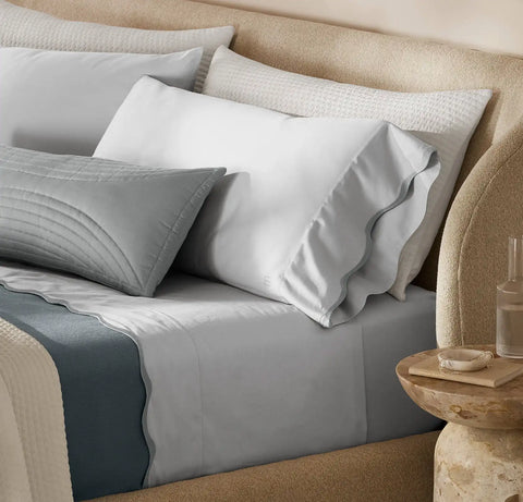Signature Embellished Pillowcase Set Sky/Shore Curved Edge