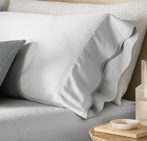 Signature Embellished Pillowcase Set Sky/Shore Curved Edge