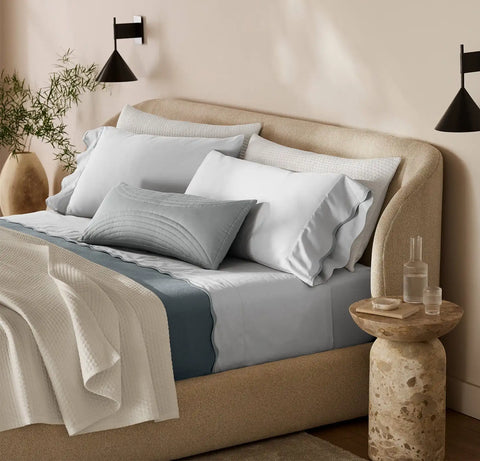 Signature Embellished Sheet Set Sky/Shore Curved Edge