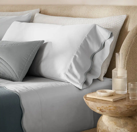 Signature Embellished Sheet Set Sky/Shore Curved Edge