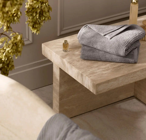 Turkish Ribbed Hand Towels (Pair) Stone