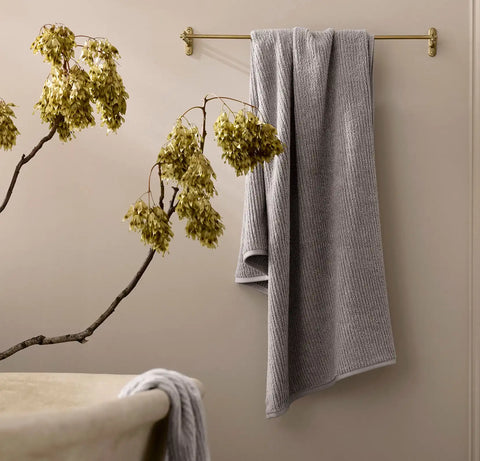 Turkish Ribbed Bath Towel Stone