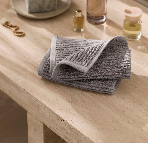 Turkish Ribbed Washcloths (Pair) Stone