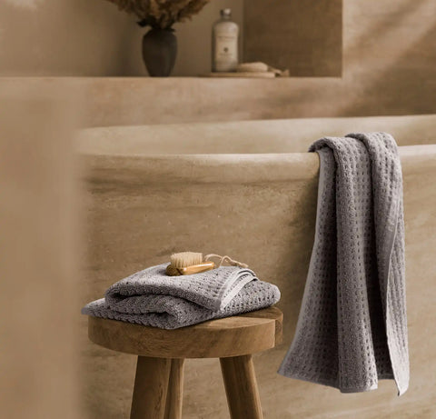 Turkish Waffle Hand Towels (Pair) Stone