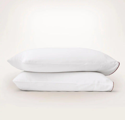 Signature Embellished Pillowcase Set White/Holly Piped Edge