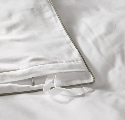 Signature Embellished Duvet Set White/Juniper Piped Edge