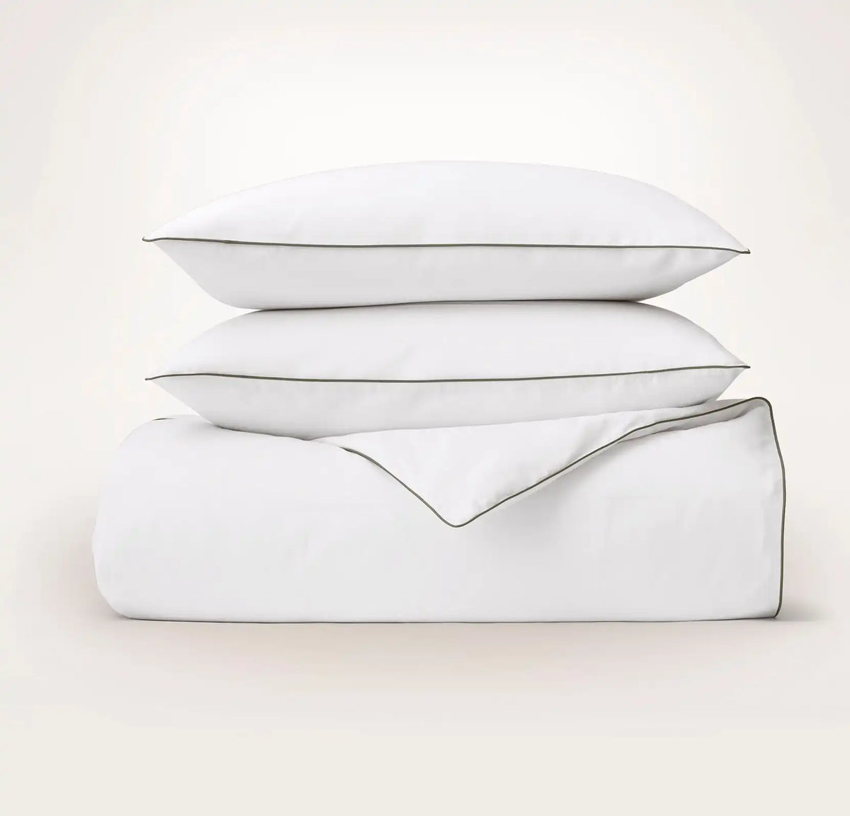 Signature Embellished Duvet Set White/Juniper Piped Edge