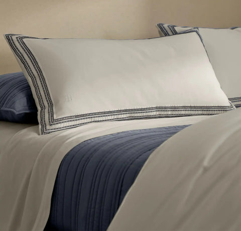 Signature Embellished Duvet Set White/Mineral Ladder Stitch