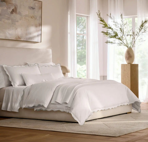 Signature Embellished Duvet Set White/Mist Curved Edge