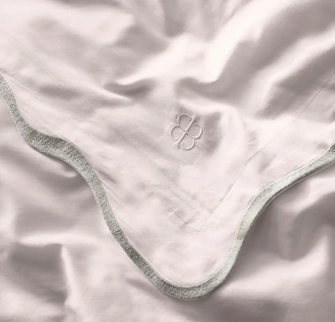 Signature Embellished Duvet Set White/Mist Curved Edge