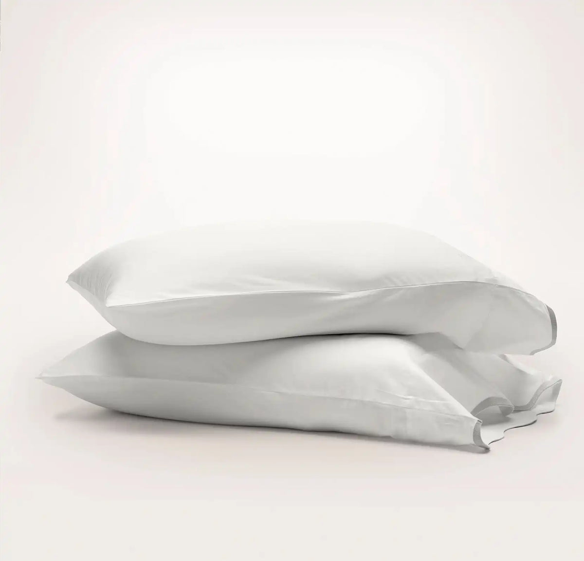 Signature Embellished Pillowcase Set White/Mist Curved Edge
