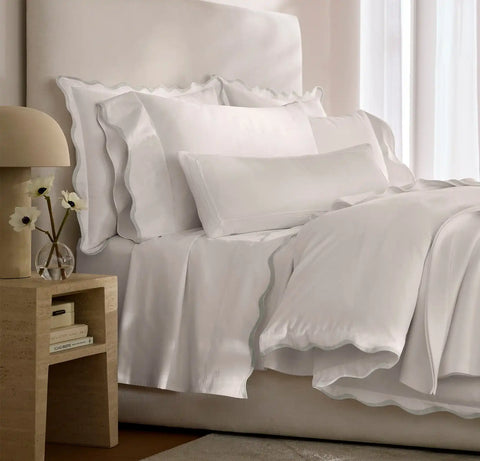 Signature Embellished Sheet Set White/Mist Curved Edge
