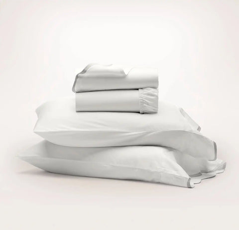 Signature Embellished Sheet Set White/Mist Curved Edge