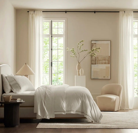 Signature Embellished Sheet Set White/Oak Embroidered