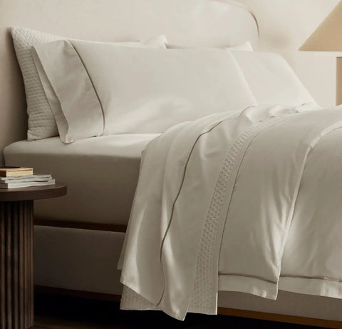 Signature Embellished Sheet Set White/Oak Embroidered