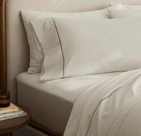 Signature Embellished Sheet Set White/Oak Embroidered