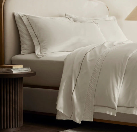 Signature Embellished Duvet Set White/Oak Embroidered