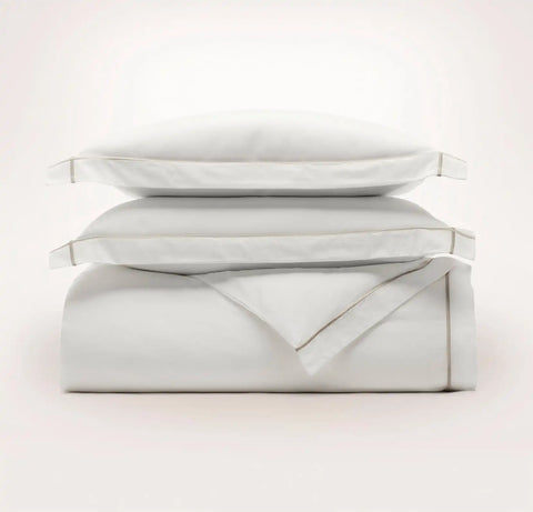 Signature Embellished Duvet Set White/Oak Embroidered