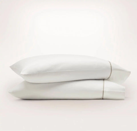 Signature Embellished Pillowcase Set White/Oak Embroidered