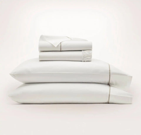 Signature Embellished Sheet Set White/Oak Embroidered