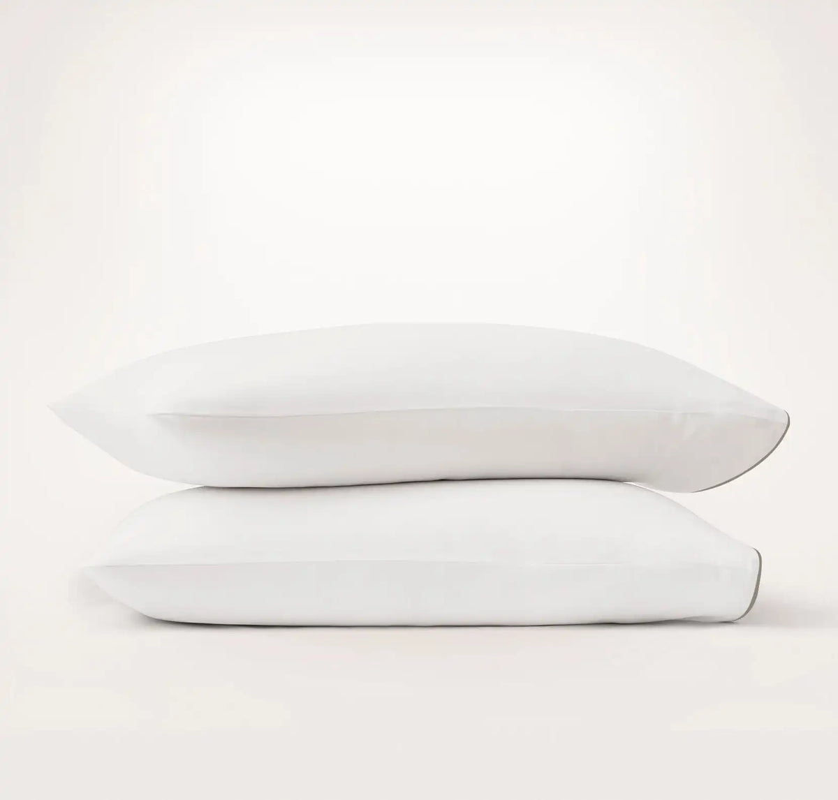Signature Embellished Pillowcase Set White/Pewter Piped Edge
