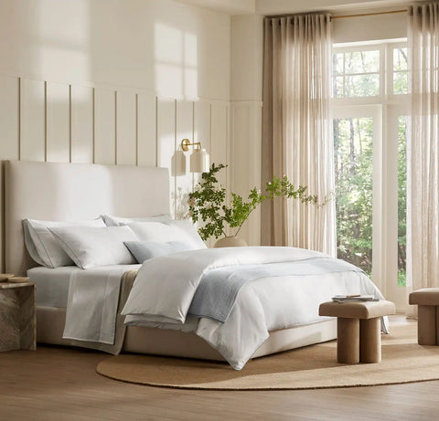 Signature Embellished Duvet Set White/Shore Piped Edge