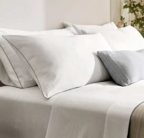 Signature Embellished Duvet Set White/Shore Piped Edge