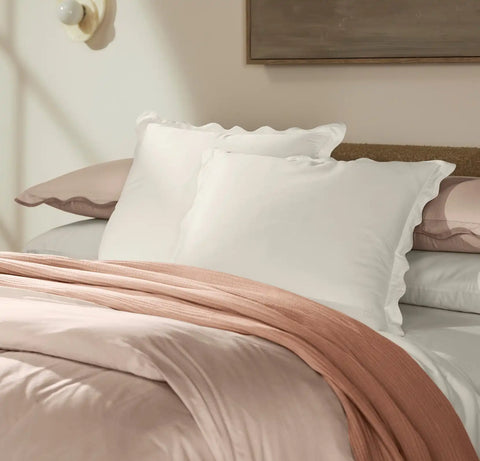 Signature Embellished Sham White/White Curved Edge