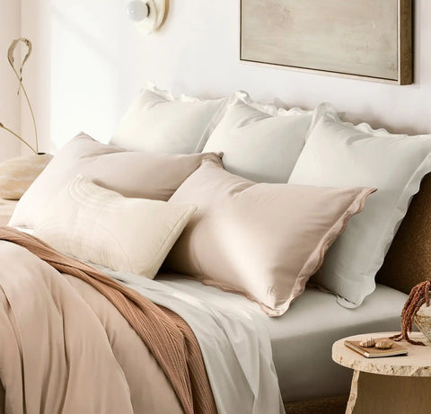 Signature Embellished Sham White/White Curved Edge