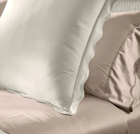 Signature Embellished Sham White/White Curved Edge