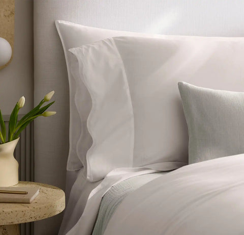 Signature Embellished Sheet Set White/White Curved Edge