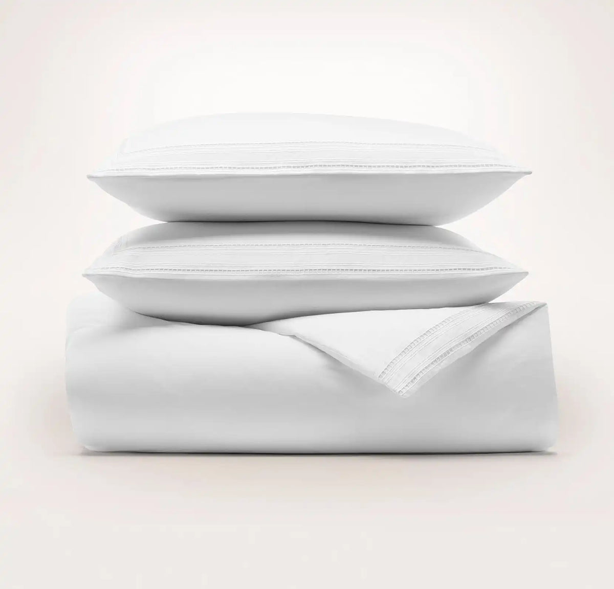 Signature Embellished Duvet Set White/White Ladder Stitch