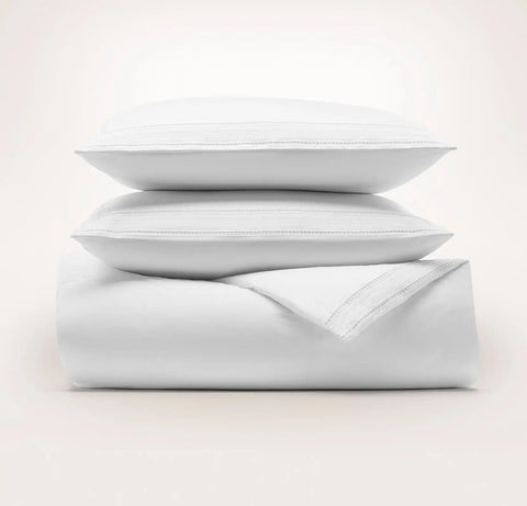 Signature Embellished Duvet Set White/White Ladder Stitch
