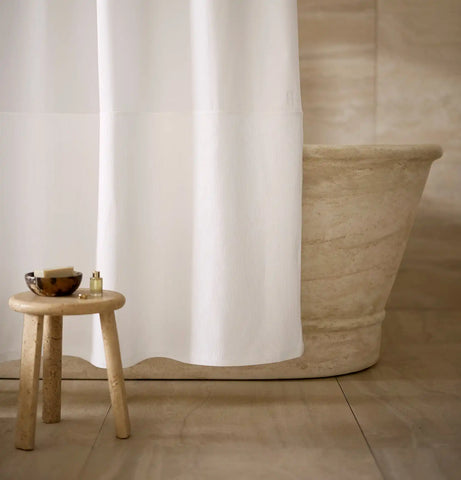 Ottoman Ribbed Shower Curtain White