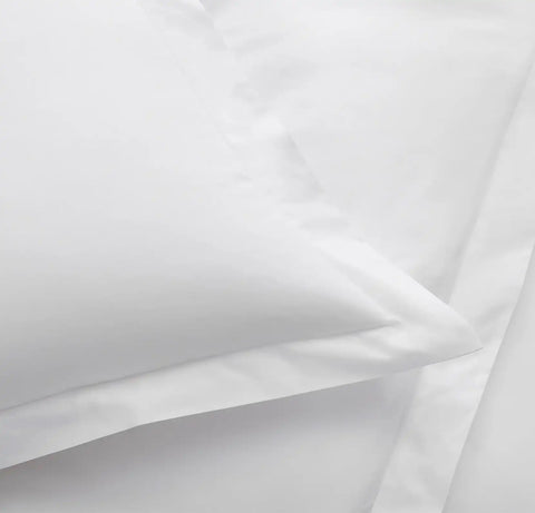 Percale Hemmed Duvet Set White