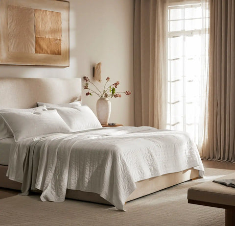 Signature Stripe Quilt Set White