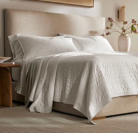 Signature Stripe Quilt Set White