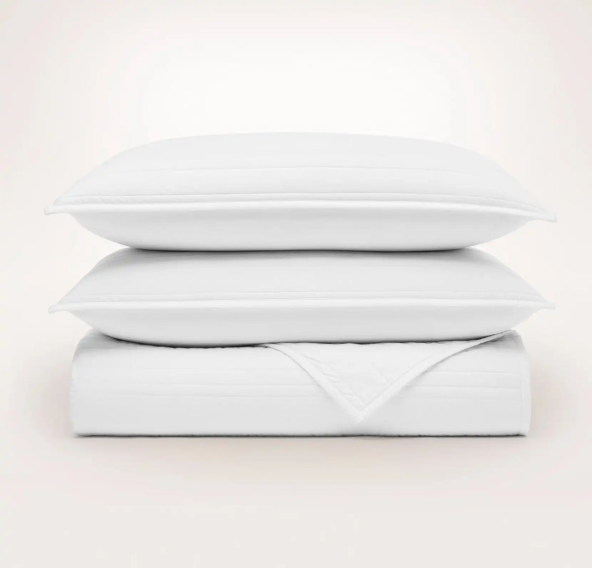 Signature Stripe Quilt Set White