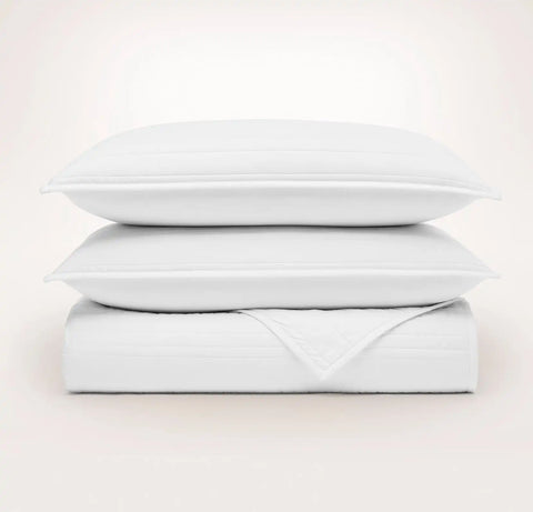 Signature Stripe Quilt Set White