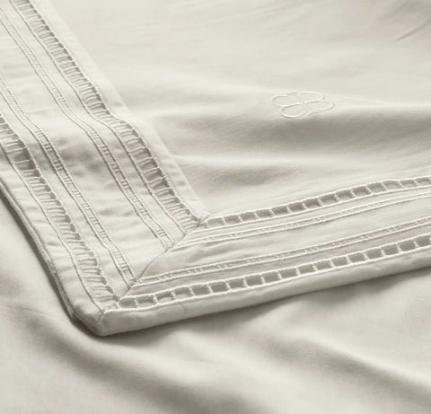 Signature Embellished Duvet Set White/White Ladder Stitch