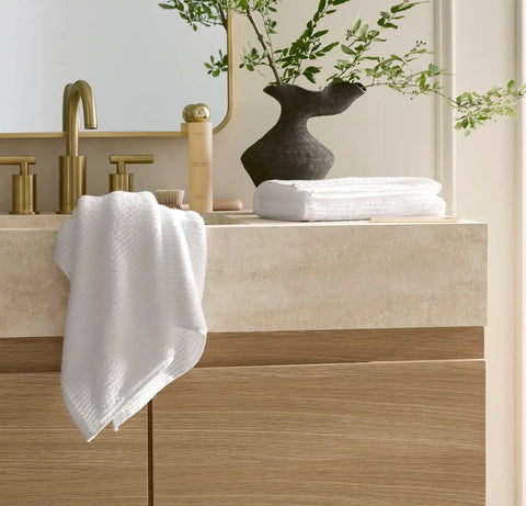 Turkish Ribbed Hand Towels (Pair) White