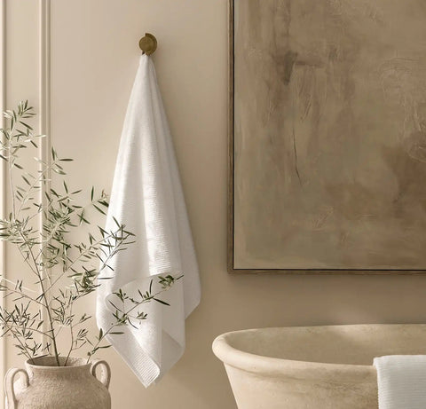 Turkish Ribbed Bath Towel White