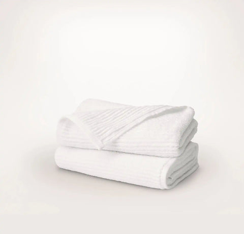 Turkish Ribbed Hand Towels (Pair) White