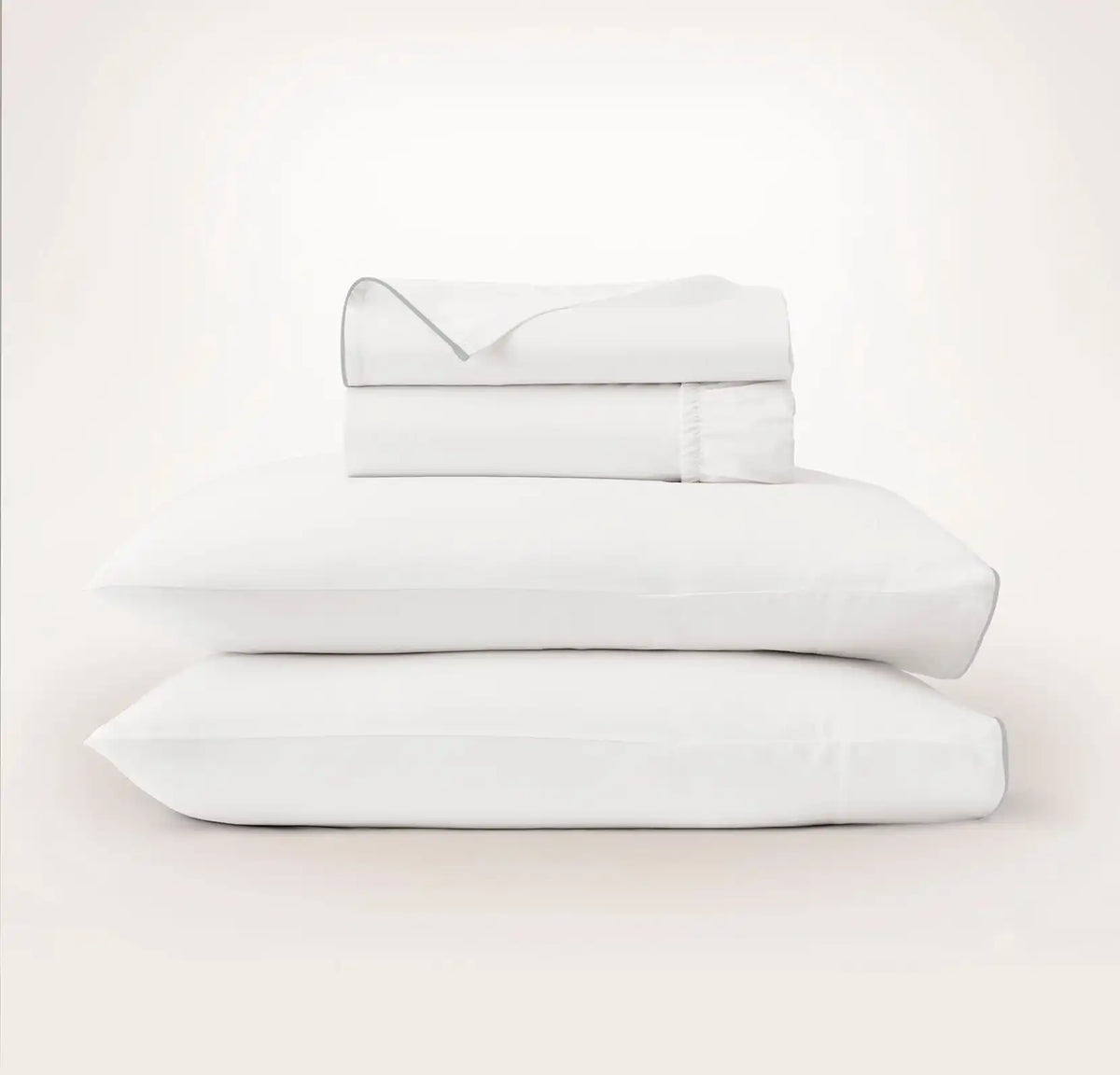 Signature Embellished Sheet Set White/Shore Piped Edge
