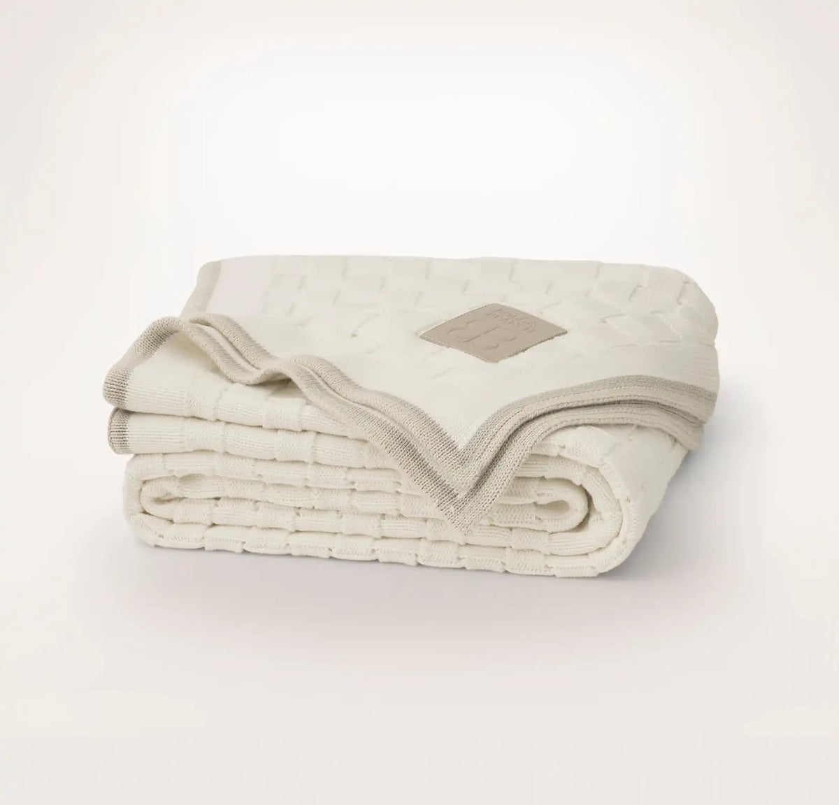 Basketweave Knit Throw Blanket Cream/Pewter/Sand
